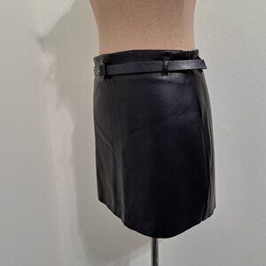 Hunter & Brown Premium Juniors mini Belt Skirt Faux Leather Black Color